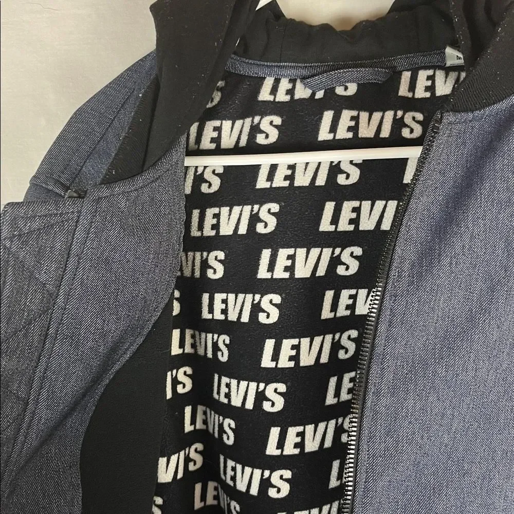 LEVIS Hooded Coaches Navy Blue Water Resistant Men's Jacket